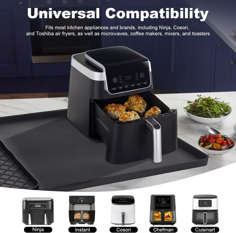 JoaSinc Silicone Heat Resistant Mat for Countertop - 24x16 Inch Air Fryer Mat with Kitchen Accessories Holder Pad for Microwave/Oven,Compatible with Ninja/Cosori/Chefman/Toshiba - Black - Image 3